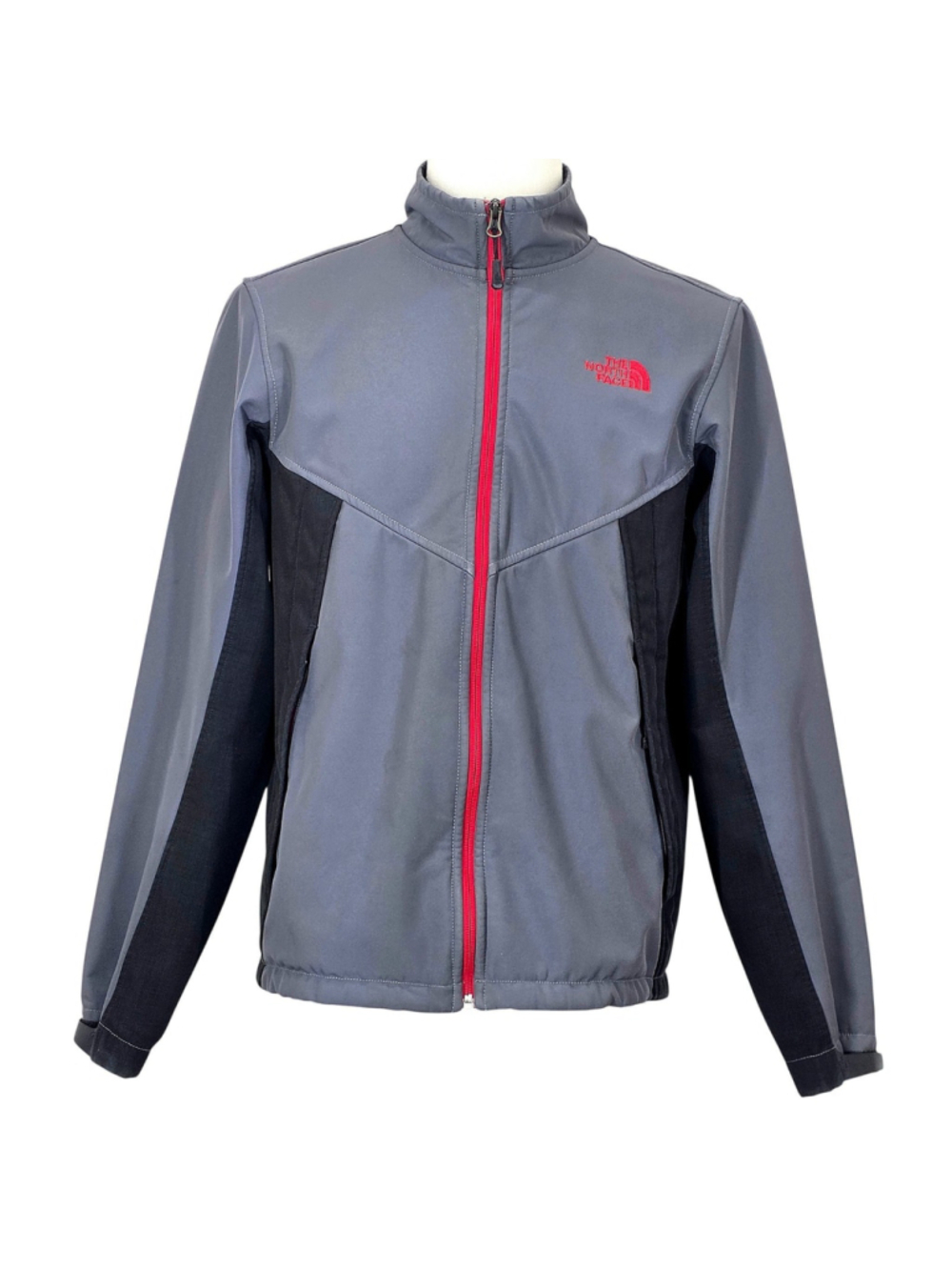 The North Face Mens M Apex Bionic 2 Softshell Jacket Gray Red Fleece Lined